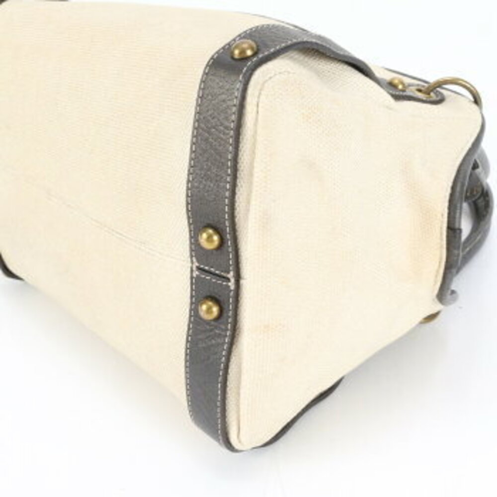 Burberry Leather Canvas Tote Bag Shoulder Handbag - Picture 5 of 9